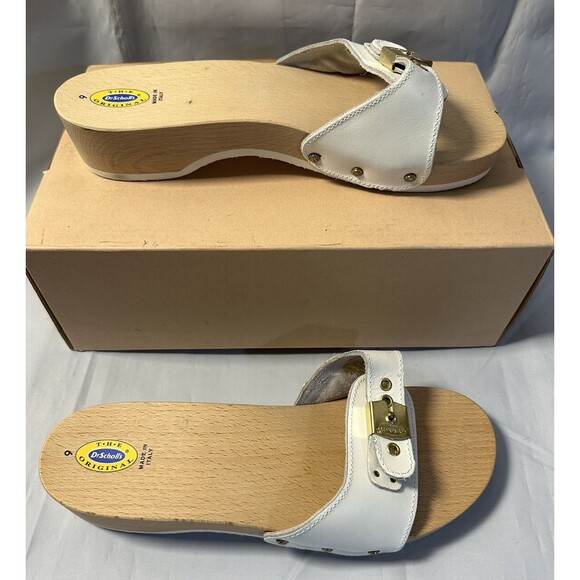 Dr . Scholls White Italian The Original Wooden Exercise Clog Sandals Size 9M - Picture 6 of 7